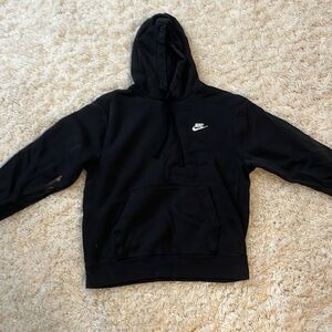Black Nike Hoodie BLEACH STAIN ON RIGHT SLEAVE (Make an Ofger if You’d Like)